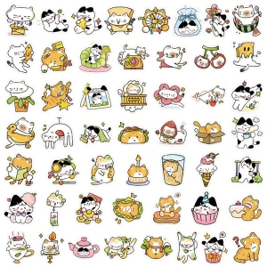 W257 Naklejki STICKER BOMB WLEPY wlepki ŚMIESZNE KOTY rysunkowe KOT 50szt