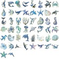 Naklejki STICKER wlepy PRZEZROCZYSTE niebieskie MORSKIE ocean 50szt