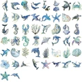 Naklejki STICKER wlepy PRZEZROCZYSTE niebieskie MORSKIE ocean 50szt