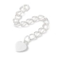 łańcuszek łańcuszki przedłużka 54mm serce 5szt posrebrzane