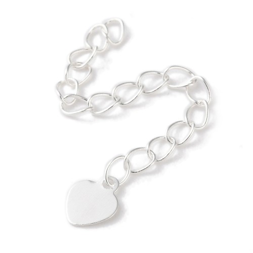 łańcuszek łańcuszki przedłużka 54mm serce 5szt posrebrzane