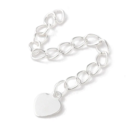 łańcuszek łańcuszki przedłużka 54mm serce 5szt posrebrzane