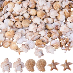 KOK273 Koraliki BOHO MORSKIE OCEAN muszle muszelka rozgwiazda żółw 15szt