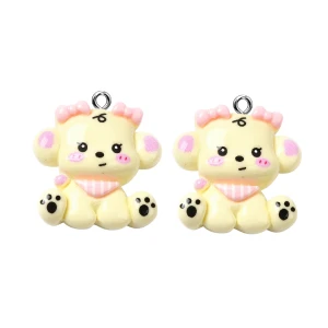 ZAW432 Zawieszki żywica jelly cat piesek pupil kremowy kawaii cute 2szt
