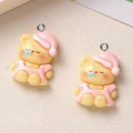 ZAW434 Zawieszki żywica jelly cat misiu miś różowa piżamka kawaii cute 2szt