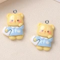 ZAW435 Zawieszki żywica jelly cat misiu miś niebieska piżamka kawaii cute 2szt