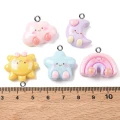 ZAW436 Zawieszki z żywicy chmurka gwiazdka księżyc słońce tęcza jelly cat 5szt