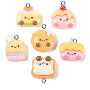 ZAW437 Zawieszki z żywicy przekąski tost ciasteczko babeczka jelly cat 5szt