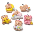 ZAW438 Zawieszki z żywicy miś misie tęcza chmurka księżyc jelly cat 5szt