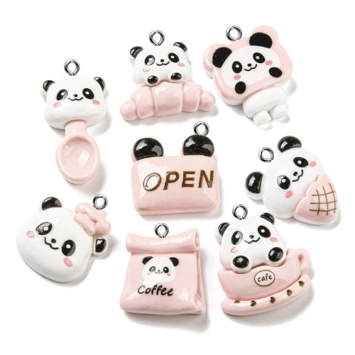 ZAW439 Zawieszki z żywicy happy panda misie jelly cat 5szt mix