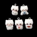 ZAW440 Zawieszki z żywicy happy białe kotki rybka kotek jelly cat 5szt mix