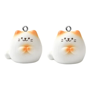 ZAW441 Zawieszki żywica jelly cat chiński biały rudy kotek kawaii cute 2szt
