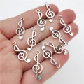 Zawieszki charm metalowe klucz wiolinowy muzyka do bransoletek 25mm 5szt