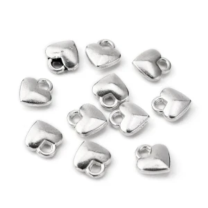 ZAW446 Zawieszki charm metalowe serce SERDUSZKO 8mm do bransoletek 10szt