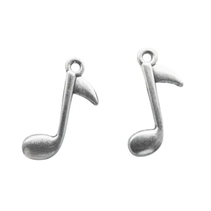 ZAW447 Zawieszki charm metalowe nutka nuty nuta do bransoletek 23mm 5szt