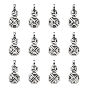 ZAW448 Zawieszki metalowe ŚLIMAK SPIRALA WIR stare srebro 17mm 10szt