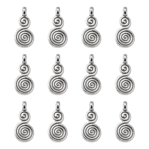 Zawieszki metalowe ŚLIMAK SPIRALA WIR stare srebro 17mm 10szt