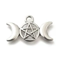 Zawieszki metalowe alt KSIĘŻYC MOON pentagram stare srebro 5szt