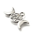 Zawieszki metalowe alt KSIĘŻYC MOON pentagram stare srebro 5szt