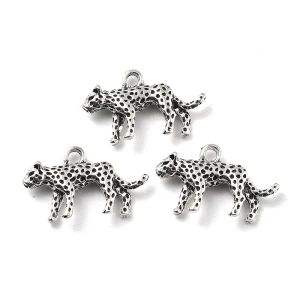 ZAW453 Zawieszki charm metalowe gepard lampart pantera do bransoletek 4szt