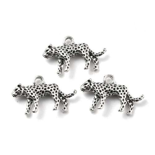 Zawieszki charm metalowe gepard lampart pantera do bransoletek 4szt