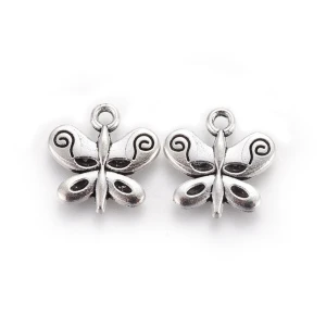 ZAW454 Zawieszki charm metalowe MOTYL motylki do bransoletek 13mm 5szt