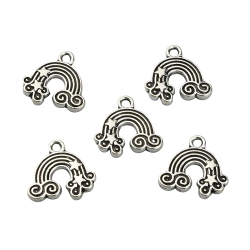 Zawieszki metalowe charm tęcza RAINBOW gwiazdki cute do bransoletek 5szt