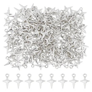 ZAW458 Zawieszki metalowe krzyżyki gwiazdka GWIAZDKI do bransoletek 14mm 10szt