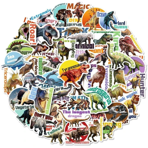 Naklejki winylowe STICKER bomb WLEPY wlepki DINOZAURY dinozaur 50szt