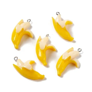 ZAW462 Zawieszka z żywicy duża banan owoc żółty cute kawaii 1szt