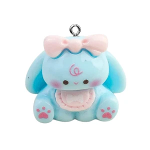 ZAW471 Zawieszka żywica akryl figurka 3D bunny króliczek 1szt błękit