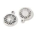 ZAW474 Zawieszki metalowe słońce w kółku antyczne srebro 16mm 5szt