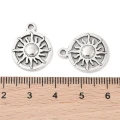 ZAW474 Zawieszki metalowe słońce w kółku antyczne srebro 16mm 5szt