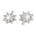 ZAW475 Zawieszki metalowe słońce zaćmienie słońca antyczne srebro 28mm 2szt