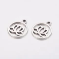 ZAW476 Zawieszki metalowe kwiat lotosu symbol srebrne 20mm