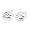 ZAW476 Zawieszki metalowe kwiat lotosu symbol srebrne 20mm