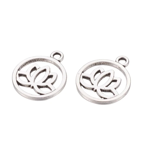 ZAW476 Zawieszki metalowe kwiat lotosu symbol srebrne 20mm