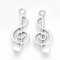 ZAW478 Zawieszki charm metalowe klucz wiolinowy muzyka do bransoletek 24mm 5szt