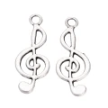 ZAW478 Zawieszki charm metalowe klucz wiolinowy muzyka do bransoletek 24mm 5szt