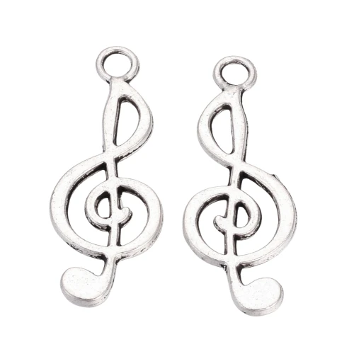 ZAW478 Zawieszki charm metalowe klucz wiolinowy muzyka do bransoletek 24mm 5szt
