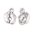 ZAW479 Zawieszki charm metalowe stopy stópki antyczne srebro 14mm 5szt