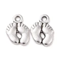 ZAW479 Zawieszki charm metalowe stopy stópki antyczne srebro 14mm 5szt