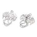 ZAW480 Zawieszka metalowa duża smok smoki fantasy gotyk srebrna 2sz