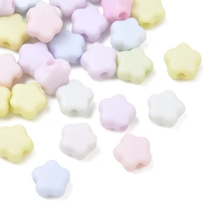 KOK284 Koraliki GWIAZDKI GWIAZDY PASTELOWE akryl 6mm bransoletki 50szt MIKS