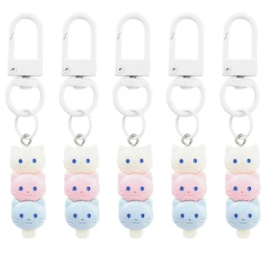 BRE42 Zestaw 5 breloków breloczek kot KOTKI lody na patyku kawaii 5szt