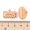 ZAW483 Zawieszki z żywicy MINI przekąski hot-dog fistaszek ciastko jelly cat 5szt