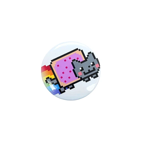 PRZ136 Przypinka button badzik kotek Nyan Cat tęczowy 32m M