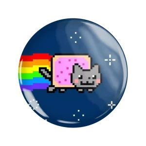 PRZ228 Przypinka button badzik kotek Nyan Cat noc 58mm L