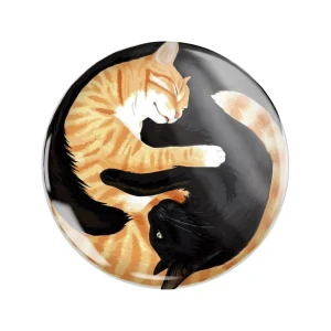 PRZ231 Przypinka button badzik koty kotki yin yang 58mm L