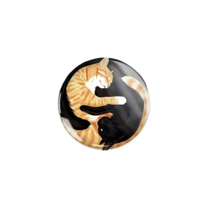 PRZ232 Przypinka button badzik koty kotki yin yang 32mm M